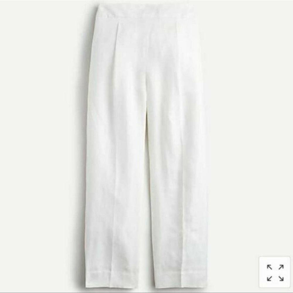 J Crew High Rise Pleated Linen Blend Wide Leg Pant